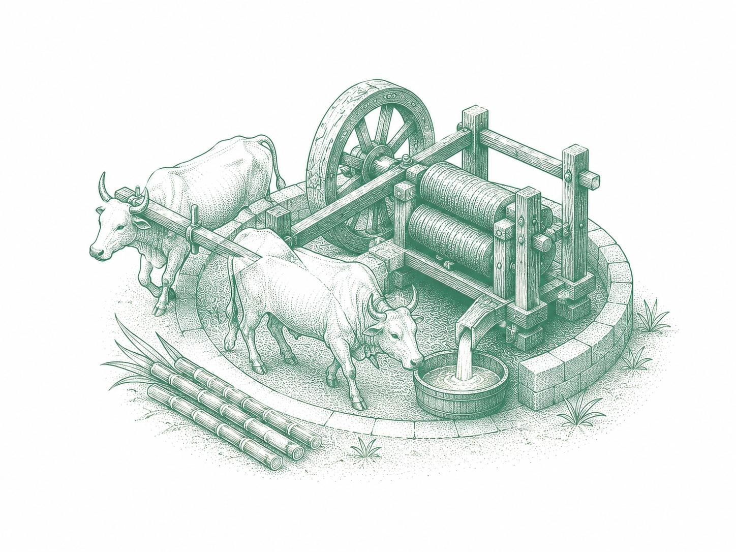 Ilustración de un trapiche tradicional